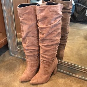 Nude Faux Suede Boots